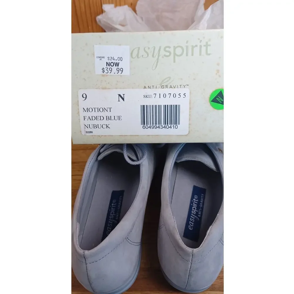 Easy Spirit AntiGravity Motion Faded Blue Nubuck Oxford Sneakers Womens Size 9 N